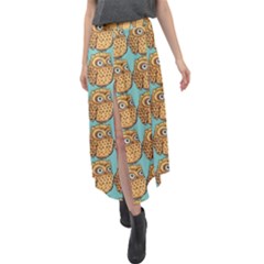 Owl-stars-pattern-background Velour Split Maxi Skirt by Grandong