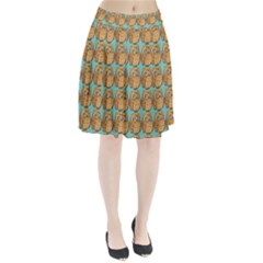 Owl-pattern-background Pleated Skirt by Grandong