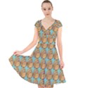 Owl-pattern-background Cap Sleeve Front Wrap Midi Dress View1