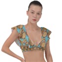 Owl-stars-pattern-background Plunge Frill Sleeve Bikini Top View1