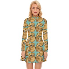 Owl Dreamcatcher Long Sleeve Velour Longline Dress by Grandong