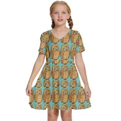 Owl Dreamcatcher Kids  Short Sleeve Tiered Mini Dress by Grandong