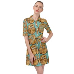 Seamless Cute Colourfull Owl Kids Pattern Belted Shirt Dress by Grandong