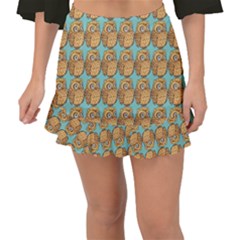 Owl-pattern-background Fishtail Mini Chiffon Skirt by Grandong