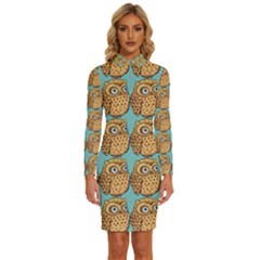 Owl Dreamcatcher Long Sleeve Shirt Collar Bodycon Dress by Grandong