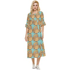 Owl-stars-pattern-background Double Cuff Midi Dress by Grandong