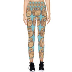 Owl-stars-pattern-background Pocket Leggings  by Grandong