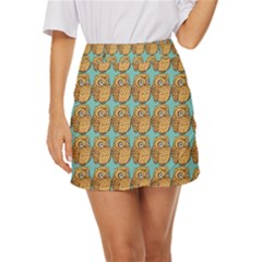 Owl-stars-pattern-background Mini Front Wrap Skirt by Grandong