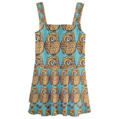 Owl-pattern-background Kids  Layered Skirt Swimsuit by Grandong