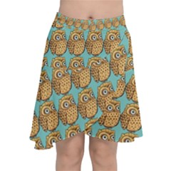 Owl Bird Chiffon Wrap Front Skirt by Grandong