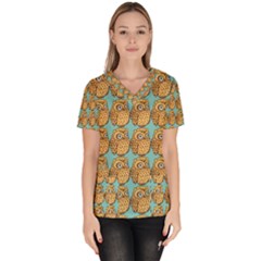 Owl Bird Women s V-neck Scrub Top by Grandong