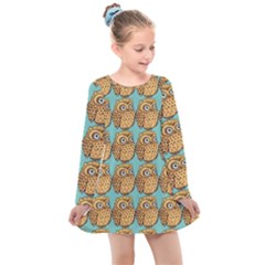 Owl Bird Kids  Long Sleeve Dress by Grandong