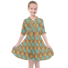 Owl Bird Cartoon Kids  All Frills Chiffon Dress by Grandong