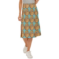 Owl-pattern-background Midi Panel Skirt by Grandong