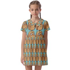 Owl Bird Cartoon Kids  Asymmetric Collar Dress