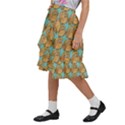 Owl Bird Cartoon Kids  Ruffle Flared Wrap Midi Skirt View2