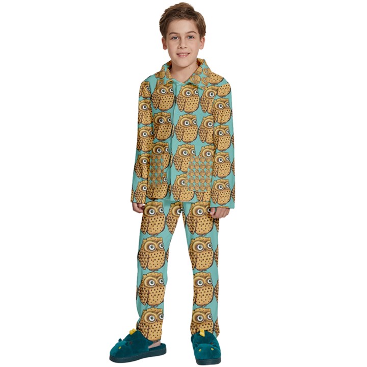 Owl Bird Kids  Long Sleeve Velvet Pajamas Set