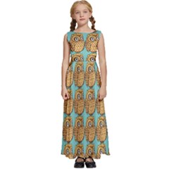 Owl Bird Kids  Satin Sleeveless Maxi Dress by Grandong