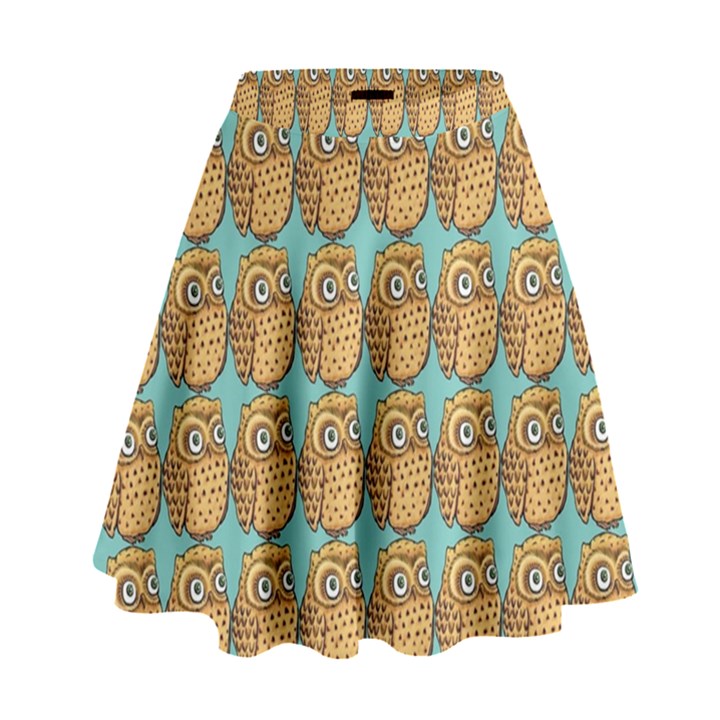 Owl Bird Pattern High Waist Skirt