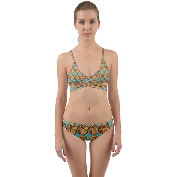 Owl Bird Pattern Wrap Around Bikini Set