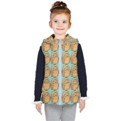 Owl Bird Pattern Kids  Hooded Puffer Vest by Grandong