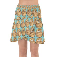 Owl Bird Pattern Wrap Front Skirt by Grandong