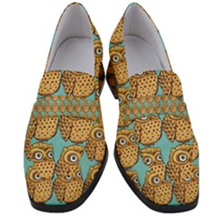 Owl Bird Pattern Women s Chunky Heel Loafers by Grandong