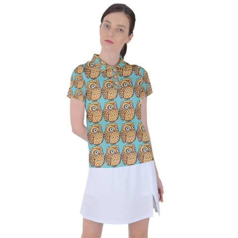 Owl Bird Pattern Women s Polo T-shirt by Grandong