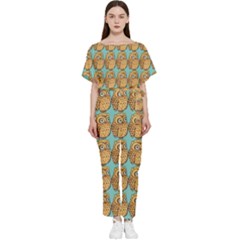 Owl Bird Pattern Batwing Lightweight Chiffon Jumpsuit by Grandong