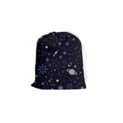 Starry Night  Space Constellations  Stars  Galaxy  Universe Graphic  Illustration Drawstring Pouch (small) by Grandong