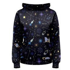 Starry Night  Space Constellations  Stars  Galaxy  Universe Graphic  Illustration Women s Pullover Hoodie by Grandong