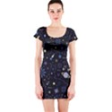 Starry Night  Space Constellations  Stars  Galaxy  Universe Graphic  Illustration Short Sleeve Bodycon Dress View1