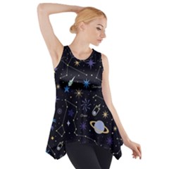 Starry Night  Space Constellations  Stars  Galaxy  Universe Graphic  Illustration Side Drop Tank Tunic by Grandong