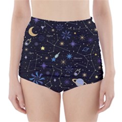 Starry Night  Space Constellations  Stars  Galaxy  Universe Graphic  Illustration High-waisted Bikini Bottoms by Grandong