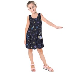 Starry Night  Space Constellations  Stars  Galaxy  Universe Graphic  Illustration Kids  Sleeveless Dress by Grandong