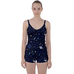 Starry Night  Space Constellations  Stars  Galaxy  Universe Graphic  Illustration Tie Front Two Piece Tankini by Grandong