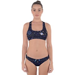 Starry Night  Space Constellations  Stars  Galaxy  Universe Graphic  Illustration Cross Back Hipster Bikini Set by Grandong