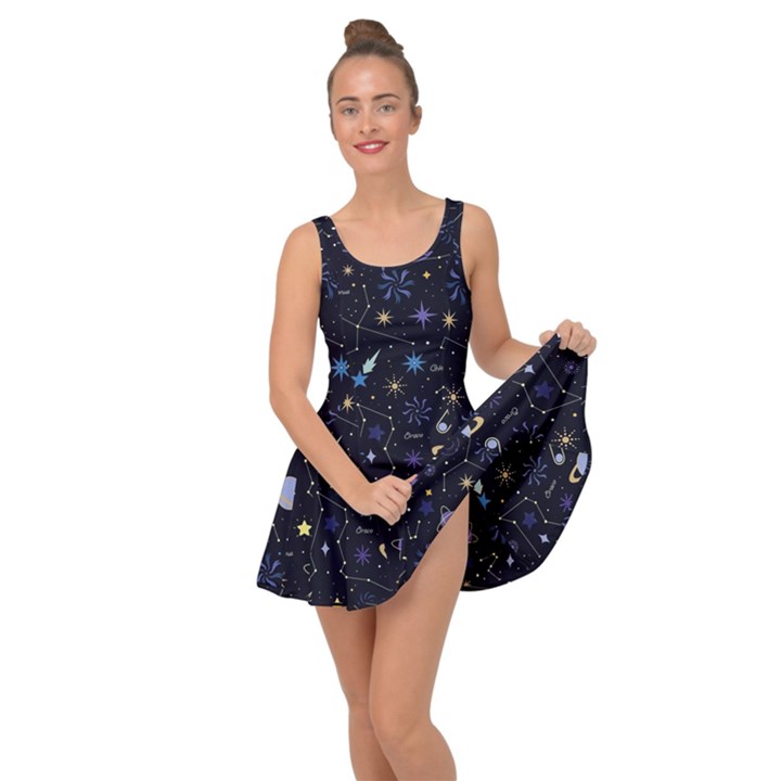 Starry Night  Space Constellations  Stars  Galaxy  Universe Graphic  Illustration Inside Out Casual Dress