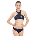 Starry Night  Space Constellations  Stars  Galaxy  Universe Graphic  Illustration High Neck Bikini Set View1