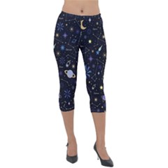 Starry Night  Space Constellations  Stars  Galaxy  Universe Graphic  Illustration Lightweight Velour Capri Leggings  by Grandong