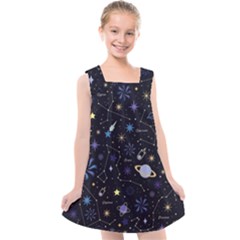 Starry Night  Space Constellations  Stars  Galaxy  Universe Graphic  Illustration Kids  Cross Back Dress by Grandong