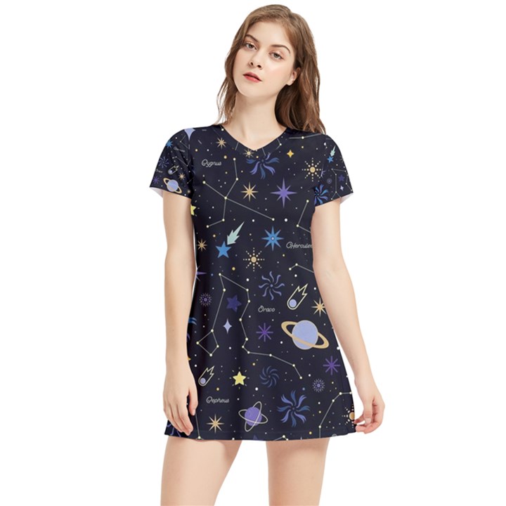 Starry Night  Space Constellations  Stars  Galaxy  Universe Graphic  Illustration Women s Sports Skirt