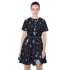 Starry Night  Space Constellations  Stars  Galaxy  Universe Graphic  Illustration Sailor Dress by Grandong