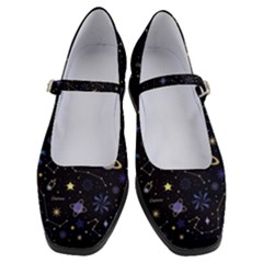 Starry Night  Space Constellations  Stars  Galaxy  Universe Graphic  Illustration Women s Mary Jane Shoes by Grandong