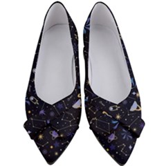 Starry Night  Space Constellations  Stars  Galaxy  Universe Graphic  Illustration Women s Bow Heels by Grandong