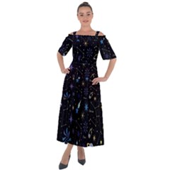 Starry Night  Space Constellations  Stars  Galaxy  Universe Graphic  Illustration Shoulder Straps Boho Maxi Dress  by Grandong