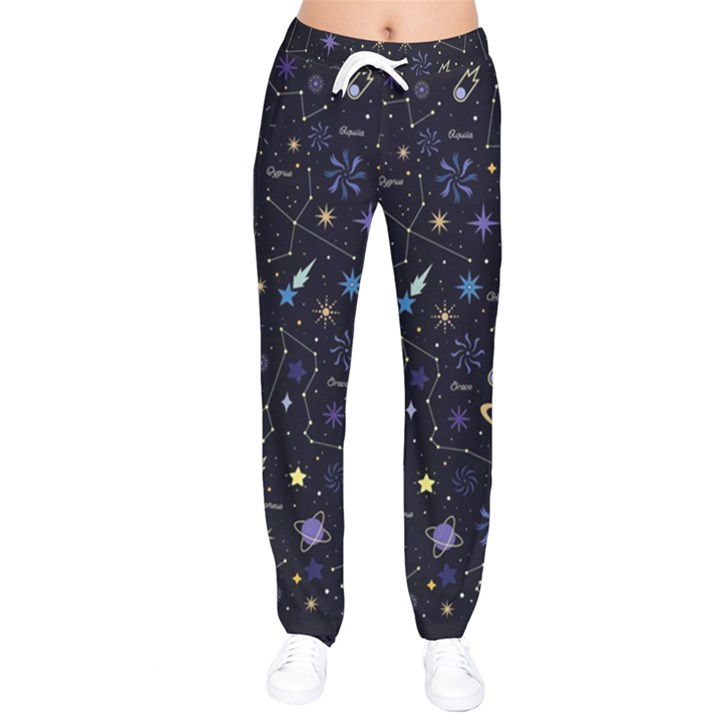 Starry Night  Space Constellations  Stars  Galaxy  Universe Graphic  Illustration Women Velvet Drawstring Pants