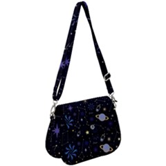 Starry Night  Space Constellations  Stars  Galaxy  Universe Graphic  Illustration Saddle Handbag by Grandong