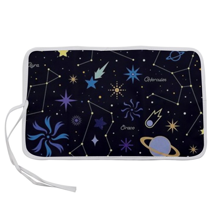 Starry Night  Space Constellations  Stars  Galaxy  Universe Graphic  Illustration Pen Storage Case (M)