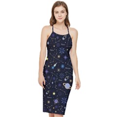 Starry Night  Space Constellations  Stars  Galaxy  Universe Graphic  Illustration Bodycon Cross Back Summer Dress by Grandong